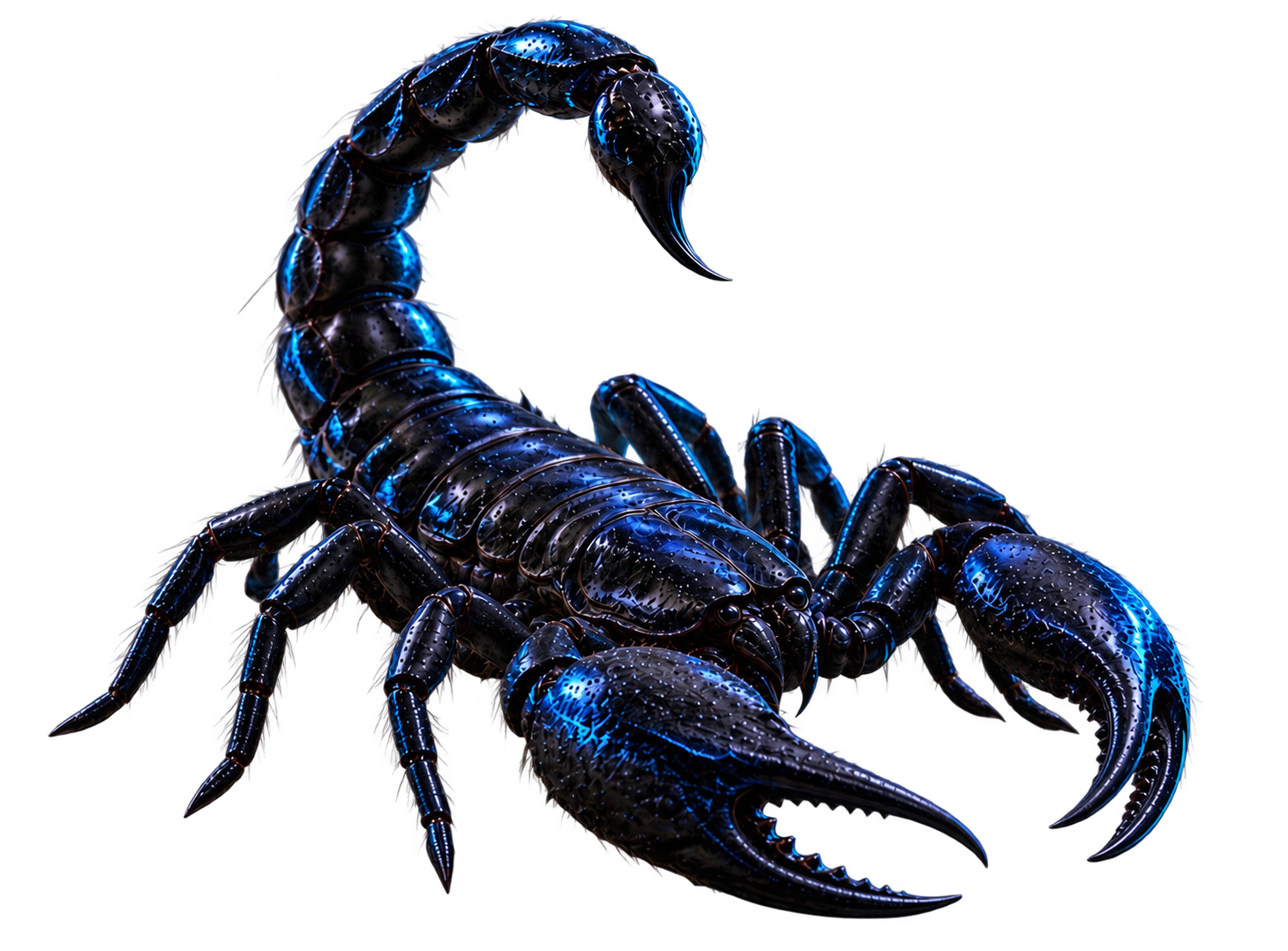 Escorpión iluminado en azul